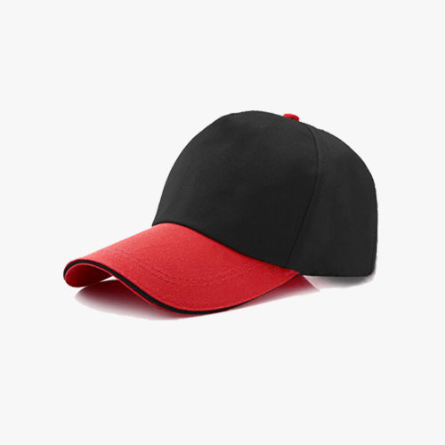 Red Visor Black Cotton Sandwich Cap