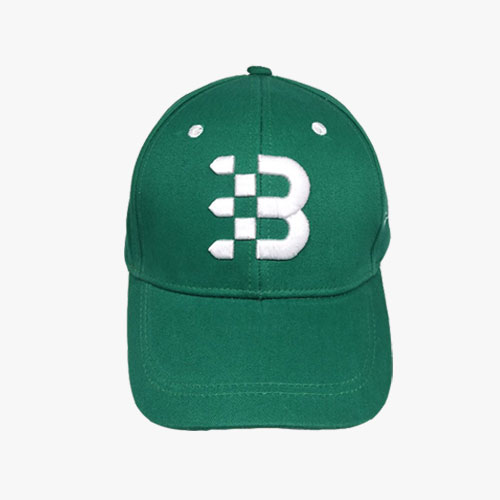 Green Cotton Cap with 3D Embroidered Logo
